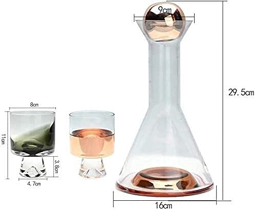 Karafset Whiskykaraf Wijnkaraf Wijnkaraf, Smokey Gradient Kristalglas Rode Wijnkaraf Met 2 Creatieve Glazen, 100… - Afbeelding 6