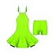 Choomomo Vestito da Danza Classica Bambina Abito da Ballo Latino Jazz Tinta Unita Vestiti da Ballerina Senza Maniche Ragazze Abiti da Balletto Ballet + Pantaloni Corti Verde 13-14 Anni