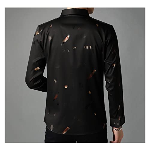 Männer Stretch-Mischungen Umlegekragen Gold glänzende Hemden Koreanischer Stil Plus Size Herrenbekleidung Blusen Groß (Farbe: B, Größe: L) – Bild 5