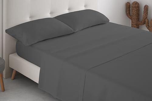 Degrees home - Premium - Juego de sabanas 160 x 200-4 Piezas -1 Sabana, 1 Bajeras Ajustables y 2 Fundas de Almohadas de 80x50 - Microfibra cepillada (Cama 160 - Pizarra)