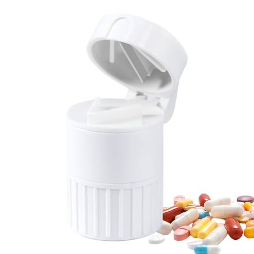 Cortador De Tabletas - Pastillero Portátil | Cortadora Y Trituradora De Tabletas, Molinillo Pulverizador 4 En 1, Vaso Para Beber (Material PP, 5x5x9,5 Cm) | Tritura Pequeñas Pastillas Y Tableta