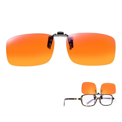Slocyclub Blue Light Blocking Clip On Glasses Flip-Up Blue Light Glasses Reduces Eye Strain and Good for Sleep