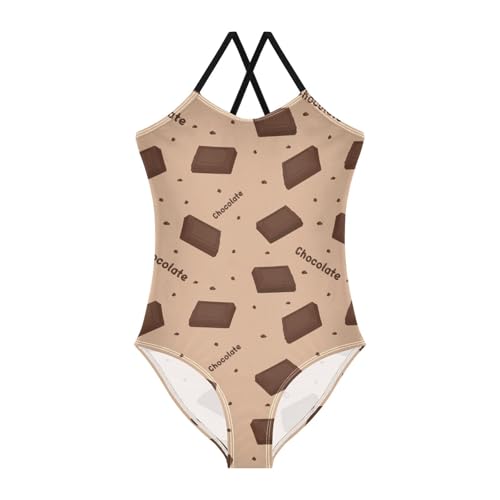 susiyo Girls One Piece Swimsuits Chocolate Bars Bathing Suit Quick Dry Beach Swimwear for Toddler Girl 3-10T - Main Image