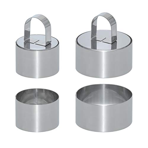 Uncle Jack Food Ring molds Sets for Cooking, Stainless Steel Cake Rings Forming Rings with Pusher,2 Pack 3-1/8 and 2 Pack 2-3/8