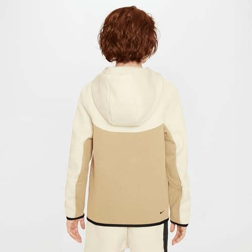 Nike Sportswear Tech Fleece Big Kids' Full-Zip Hoodie (HV5867-297, Parachute Beige/Light Khaki/Black/Black)2