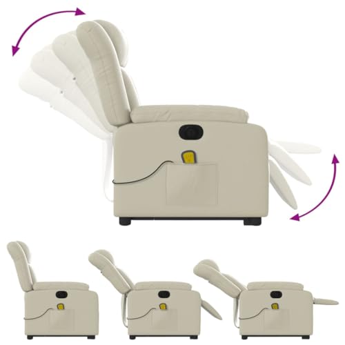 Homgoday Massagesessel mit Aufstehhilfe Elektrisch Fernsehsessel Aufstehsessel Relaxsessel Massagesessel mit Liegefunktion Elektrisch Verstellbar Sessel TV Sessel Wohnzimmer Creme Kunstleder – Bild 7