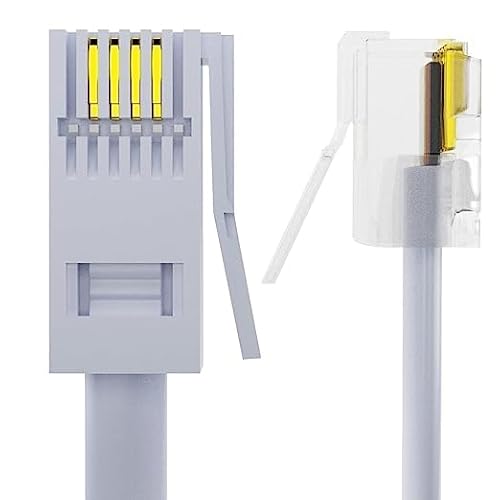 BT Telephone to RJ11 Cable 2m ADSL Phone Plug Male Broadband Cable, White Extension Lead for BT UK Landline Phone Cord, 4-PIN Crossover Telephone Cable Home & Office Fax Modem.