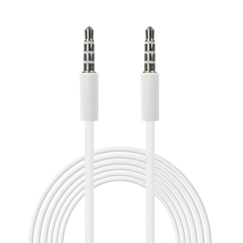 OcioDual Cable Jack 3.5 Macho Macho, audio Jack 3.5 mm, Altavoces, Alargador Jack 3.5, 1M Aux Estéreo para Auriculares, Coche, PC, Móviles, MP3, Amplificadores, Blanco