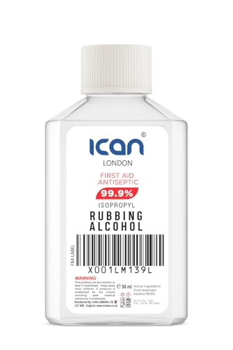 ican london isopropyl rubbing Alcohol 99.9% First aid Antiseptic Disinfectant 50ml travel size