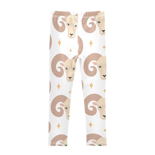 Ram with Horn Girls Leggings,Workout Leggings for Girls Toddler Athletic Legging Size for 3-10T2
