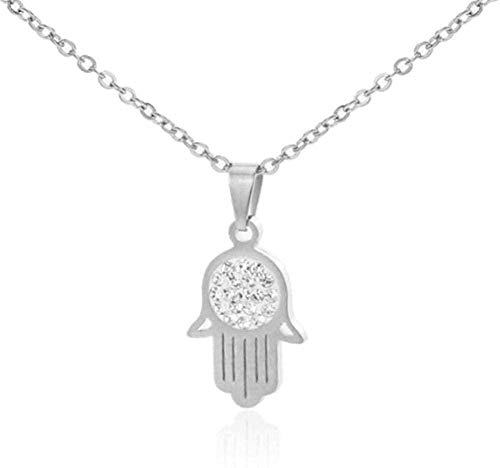 Preisvergleich Produktbild CKAWM Halskette Schmuck Frau Anhänger Edelstahl Verstellbare Handfläche Vollzirkon Anhänger Anhänger Halskette Frauen Schmuck