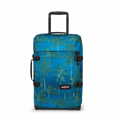 Image of EASTPAK Tranverz S - 42L Small Soft Sided Cabin Sized Luggage, Dual Compartments, TSA Lock, Compression Straps & Smooth Inline Wheels, Brize Tree Navy