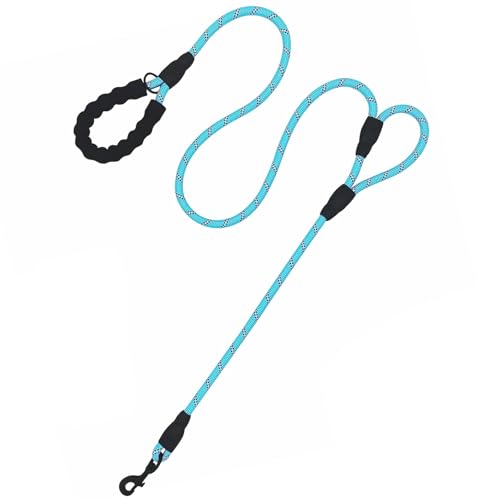 Eyeleaf Guinzaglio per Cani Taglia Grande con Impugnatura Imbottita doppio Maniglia Riflettente Guinzaglio per Cani Corda Blu
