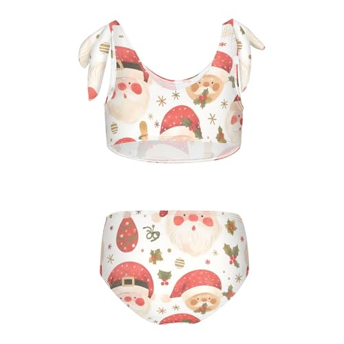 KLL Christmas Head Santa Pattern Girls Two Piece Bikini Set Beach Swimsuit Swimming Suits Cute Shoulder Strap2