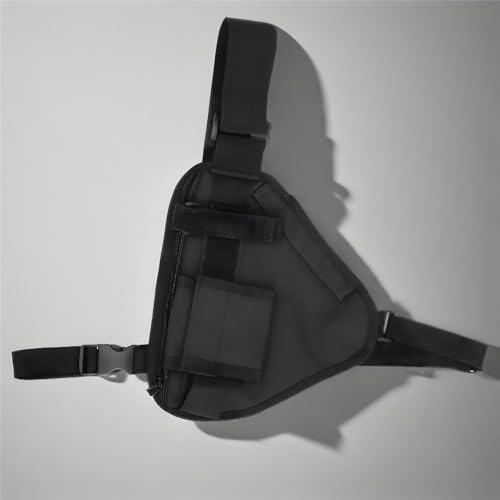 600D Oxford Cloth Walkie Talkie Chest Bag, 10.2x6.69inches Portable Hand Station Vest Chest Bag Pouch with Adjustable Strap Black