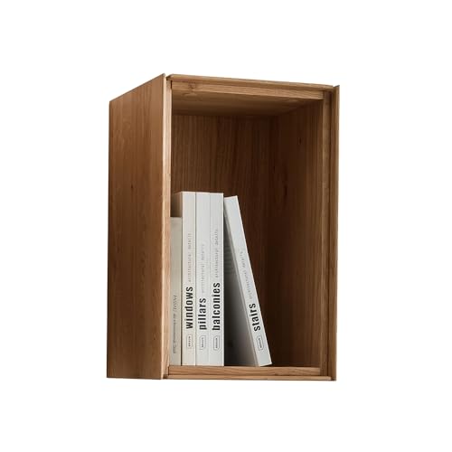 Lomadox Wohnwand Anbauwand braun in Eiche massiv geölt 4-teilig, 1 Hängevitrine, 2 Wandregale, 1 Sideboard – Bild 4