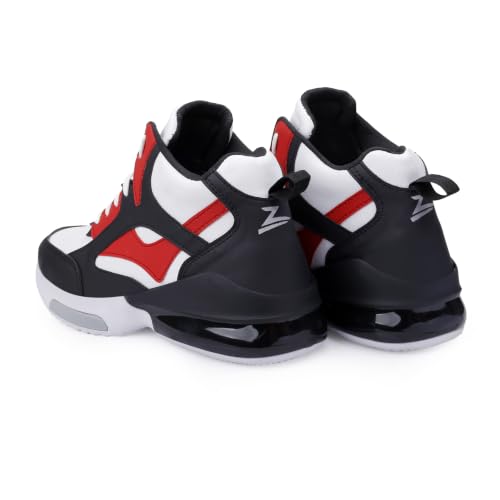 Image of Zixer High Top Sneakers for Men | Stylish Casual Basketball Inspired Shoes for Men | Lace-Up Ankle Length Fashion Sneakers | Lightweight Comfortable Walking Shoes for Men