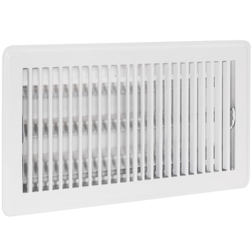 EZ-FLO 6 x 12 Inch (Duct Opening) Floor Register Vent Cover One-Way Ventilation Register Diffuser Solid Steel HVAC Air Vent Cover White 61638