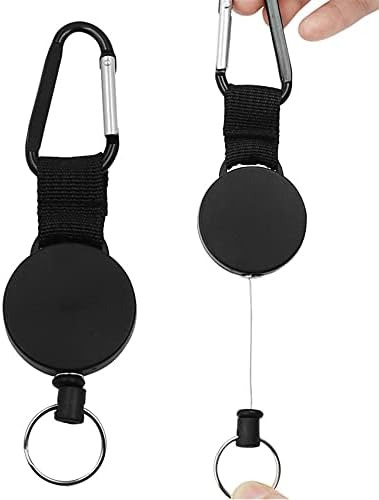 LUOXIAQIFEI Key Fob Extendable Retractable Key Chains for Car with 60 cm / 23.6 Inch Steel Wire Rope, Black (Pack of 2) - Image 4