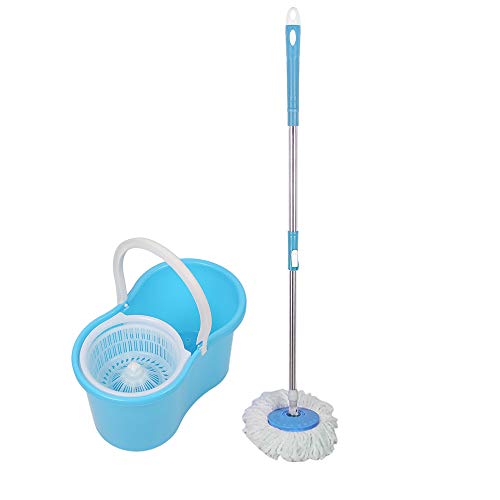 Set Eimer und Wischmopp aus Mikrofaser, zerlegbarer Eimer und magischer Mopp, 360 ° drehbar, mit austauschbarem Besen