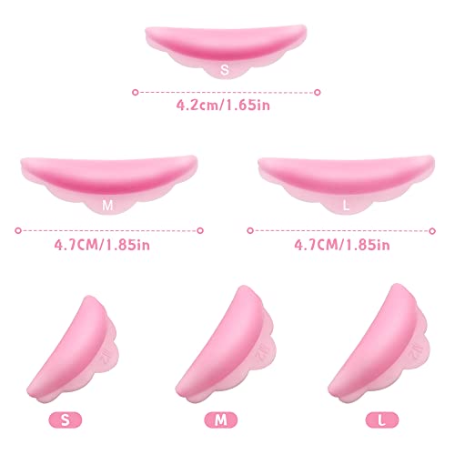 Hicarer 48 Pieces Lash Lift Rods Silicone Eyelash Pads Raise Eyelashes Perming Curler Rods (Small, Medium, Large), Silicone Lash Lift Shields for Eye Supplies Makeup Tool(Pink)