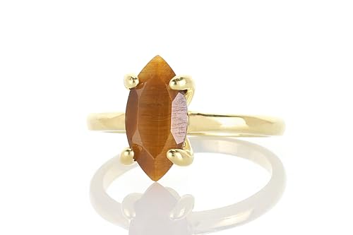 Bague Oeil de Tigre Marquise pour mariages et fiançailles chics