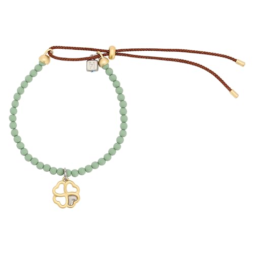 16 +5 cm Bracciale con perline colorate e pendente quadrifoglio