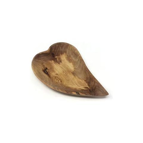 AramediA Wooden Olive Wood Heart Shaped serving Dish Bowl -Handmade and Hand Carved by artisans - 6 X 5.5 x 1 (inches) Cover