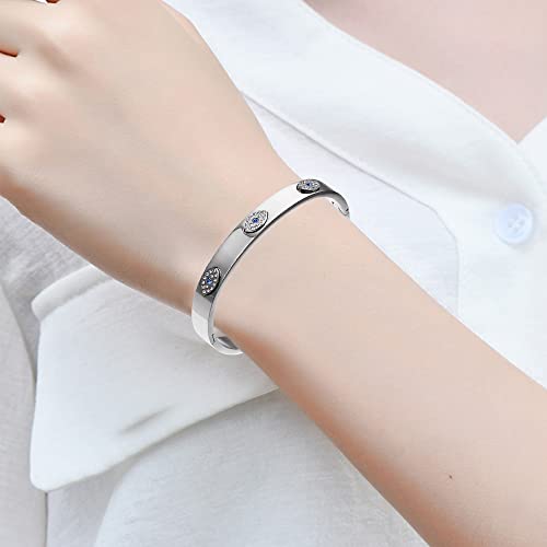NIGHTCRUZ Evil Eye Bangel Bracelet, Stainless Steel Bangle Cuff for Men Women4