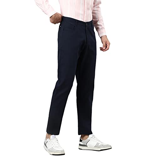 Image of Hubberholme Men's Tapered Fit Cotton Trousers, Ankle Length Button Closure Chinos