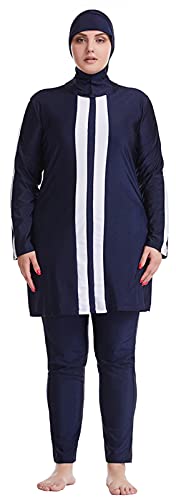 WOWDECOR Muslimische Badeanzüge für Frauen Plus Size, Vollständige Abdeckung Burkini Abnehmbarer Hijab Cover
