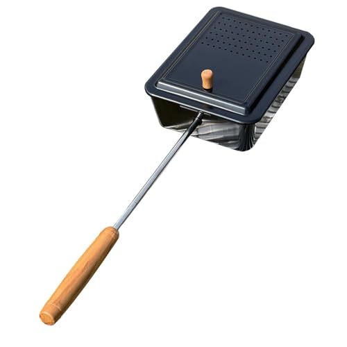 Generisch Palomitas de maíz al aire libre – Cocina plegable antiadherente con mango largo | Diseño de madera de haya, herramienta portátil para camping, picnic, senderismo, viajes, barbacoa, barbacoa