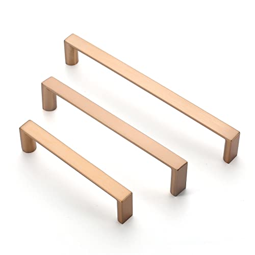 Image of 6 Pack 6.3 Inch(160mm) Kitchen Cabinet Handles Champagne Bronze Cabinet Pulls Kitchen Cabinet Hardware Drawer Pulls for Cupboard Wardrobe
