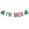 Cartel con purpurina verde con texto en inglés «I’m Back», OMG Santa I Know Him/Merry Christmas, Navidad Feliz Navidad, suministros de decoración de fiesta de Navidad