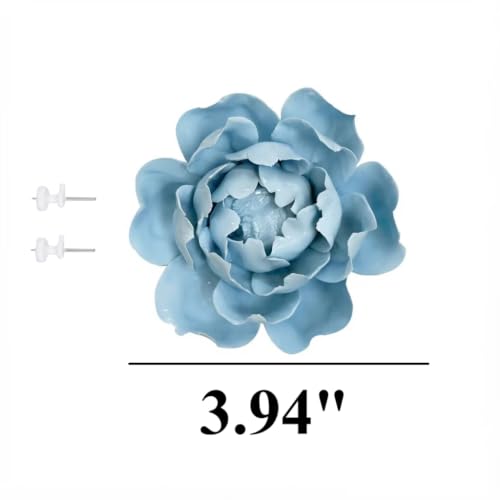 Image of Peony Flower Bud,Light Blue, 3.94 inch,Ceramic Flower Wall Art Decor, Artificial Flower Wall Sculpture,Handmade Ceramic Flowers for Home,Hallway,Living Room, Kitchen,Bathroom
