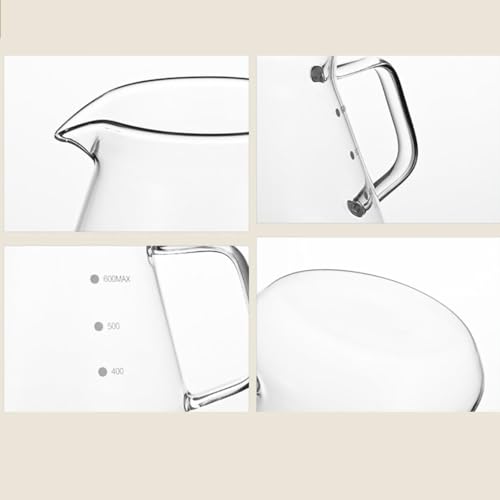 MIBRU Coffee server jug 600ML V60 coffee set Clear Heat Resistant Glass Range Coffee Server Pour Over Coffee Tea Server Pot Carafe Hand Drip Coffee Jug Decanter Transparent Kettle Coffee Maker Teapot
