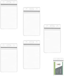 5 Pcs Plastic Card Holder, ID Badge Card Holder, Transparent Clear Waterproof Name Tag Badge ID Card Holders, for Student ID Cards, Business Exhibition, Business Cards, Bus Cards
