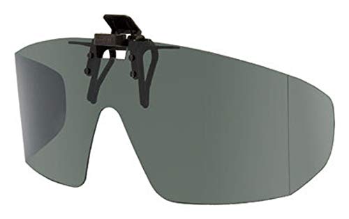 Polarized Grey Clip-on Flip-up Sunglasses - Wrap Frame Style - 65mm Wide X 55mm High (140mm Wide)