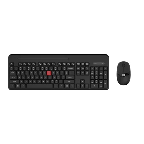 Image of iBall ClickSet S450 Wireless Keyboard & Mouse Combo, 104-Key Full Size Keyboard, 12 Media Keys, Retractable Stand, ₹ Key, UV Coated Keys, Mobile Slot, 1200 DPI Mouse, 3 Buttons, High Precision