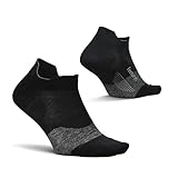 Feetures Elite Ultra Light Cushion No Show Tab - Calzino Sportivo con Compressione mirata - Nuovo Nero, Grande (1 Paio)