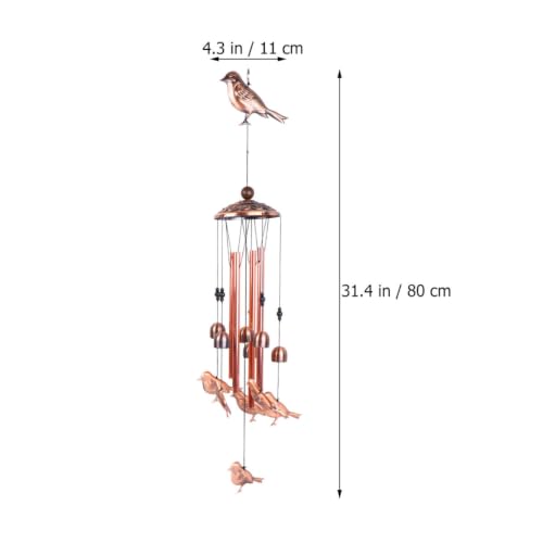 Campana de viento con sonido nítido y patrón de pájaro hecha en latón ornamental 3