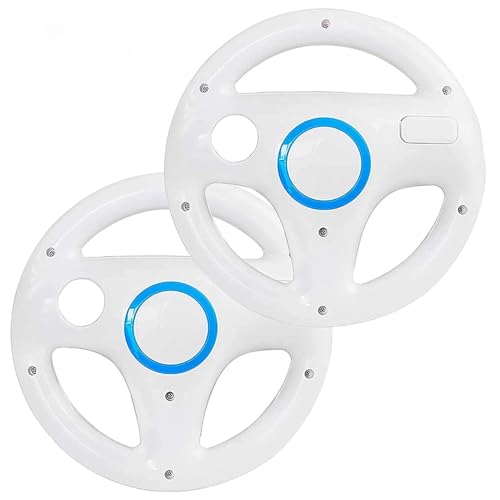 DOYO 2 Pack Steering Wheel for Nintendo Wii and Wii U Remote Controller, Racing Wheels Games Accessories for Mario Kart (White)