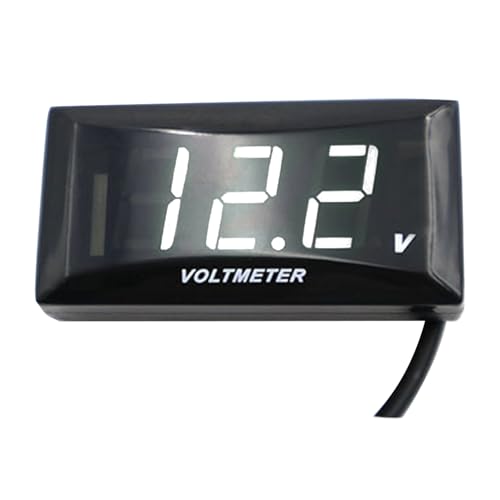 バイク 電圧計 12V 電圧計 デジタル電圧計 小型 薄型 LED表示 汎用 耐久性 バイク/電動バイク 測定電圧用 バイクアクセサリー ホワイト