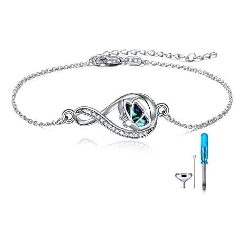 Infinity Butterfly Urn Bracelet for Ashes 925 Sterling Silver Cremation Butterfly Memerial Jewellery for Women Urn Rememberance Gift for Loss Cover