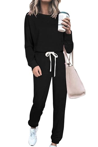 Image of PRETTYGARDEN Women's Two Piece Loungewear Fall Casual Long Sleeve Tops Jogger Pants Pajama Sets Matching Outfits Clothing