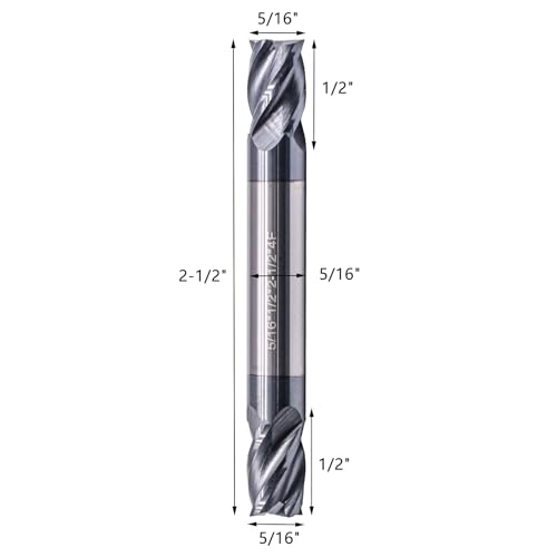 Image of 5Pcs 5 /16 inch 4 Flute Solid Carbide Square End Mill, Double End, AlTiN Coated | 35 Degree Helix, 5 /16 inch Cutting Diameter, 5 /16 inch Shank Diameter, 1 /2 inch Length of Cut, 2-1 /2 inch Overall Length
