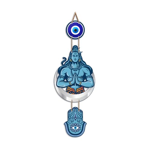 Image of Artvibes Lord Shiva Namaste Evil Eye Wall Hanging for Home Entrance | Spiritual MDF Wall Decor | Vastu Decorative Art for Living Room | Temple & Office | Gift Item (WH 8589N)