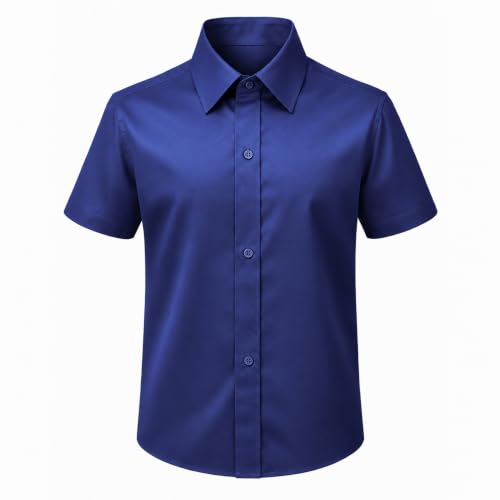 Image of Lilax Boys Classic Short Sleeve Button Down Casual Solid Dress Shirt