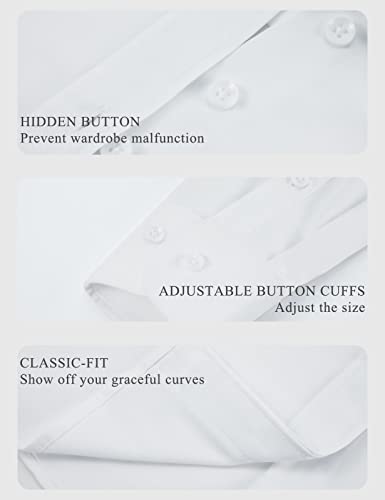 Tapata Women's Classic Button-Down Blouse Formal Work Dress Fitted Shirts Collared Long Sleeve Business Top4