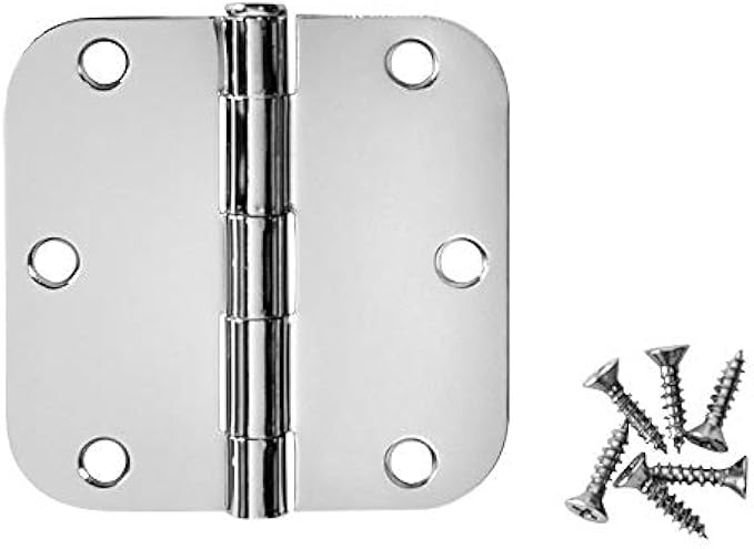 Cosmas Polished Chrome Door Hinge 3.5" Inch x 3.5" Inch with 5/8" Inch Radius Corners - 30 Pack